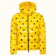 Men’s Yellow Glossy Puffer Jacket with Black Polka Dot Print
