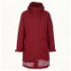 Men's Burgundy Long Coat with White Wave Hem Print