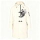 Men's Cream Duffle Coat with Abstract Graffiti Print
